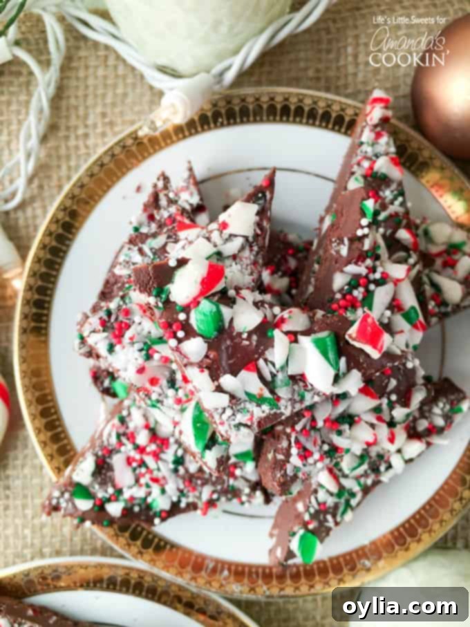 Peppermint Candy Cane Bark: easy chocolate bark with candy canes!