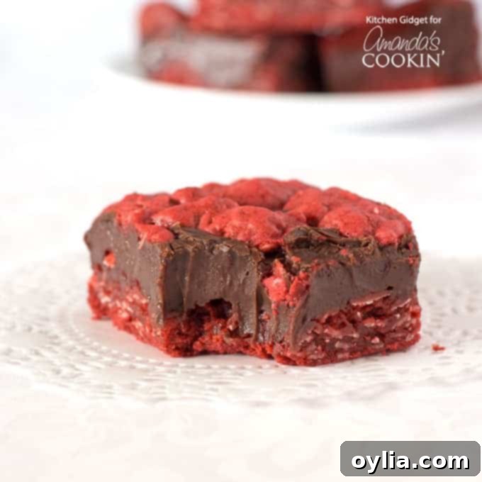 Delicious Red Velvet Oatmeal Fudge Bars arranged beautifully, ideal for gift-giving during special occasions.