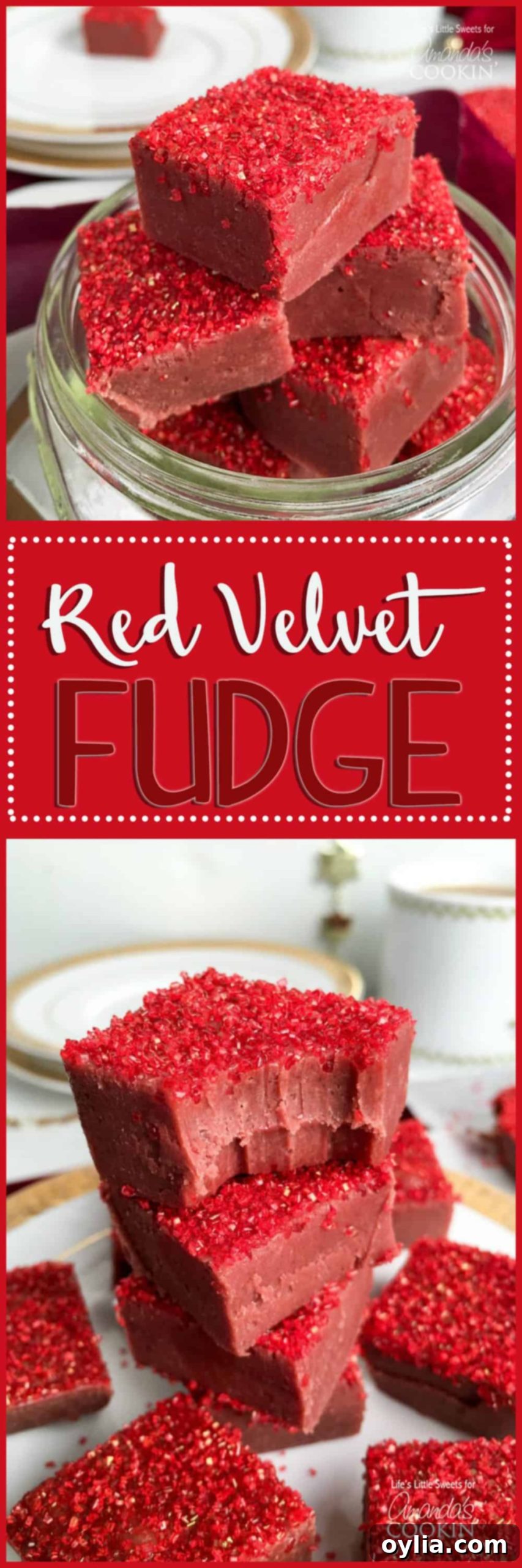 Decadent Red Velvet Fudge 9 Photos of red velvet fudge squares.