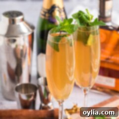 Two Fizzy Julep cocktails garnished with mint