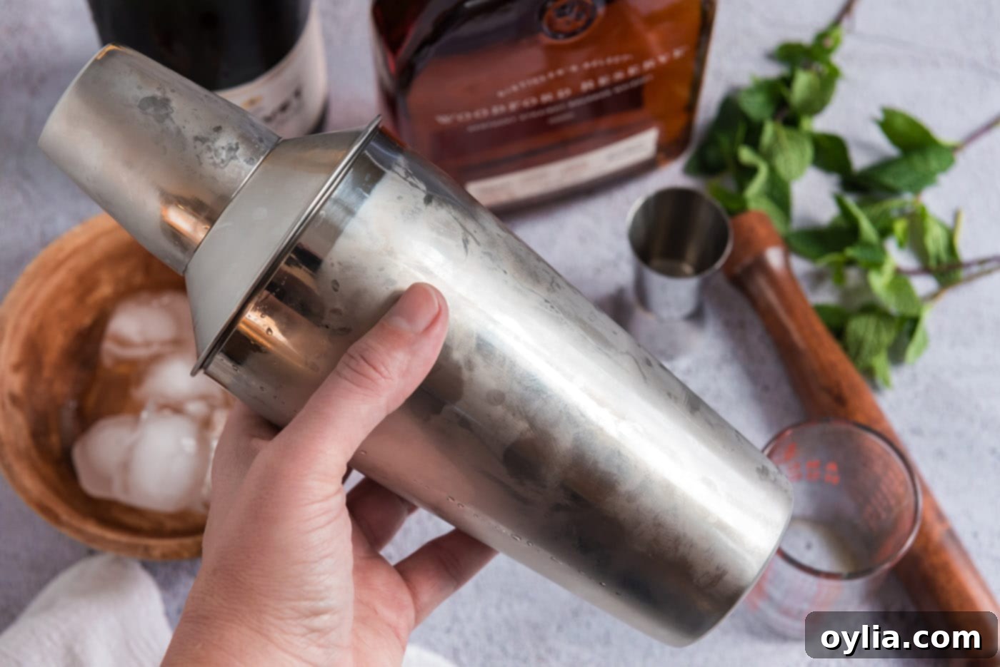shaking cocktail shaker