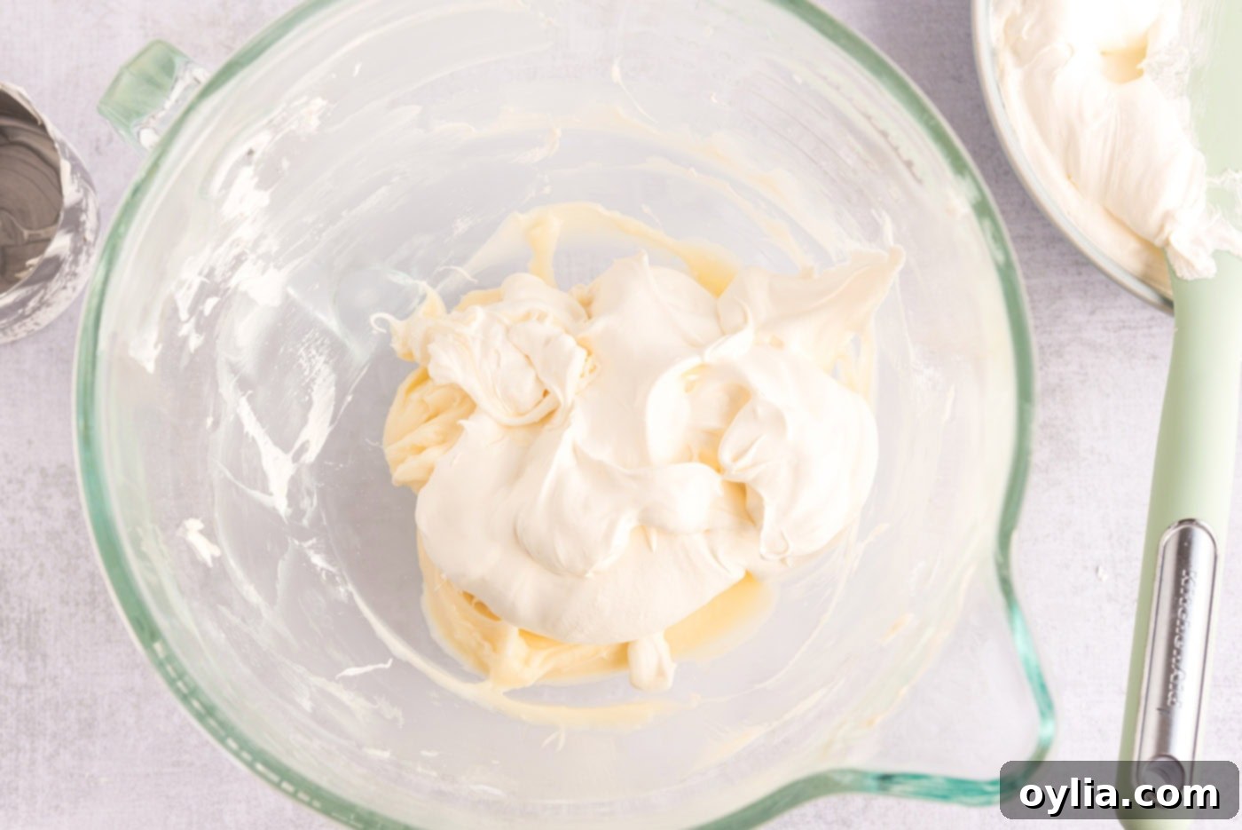cool whip added to cream cheese mixture