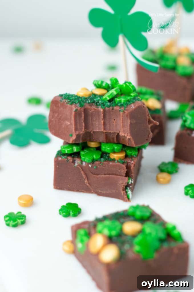 Close-up of Baileys Irish Cream Chocolate Fudge squares