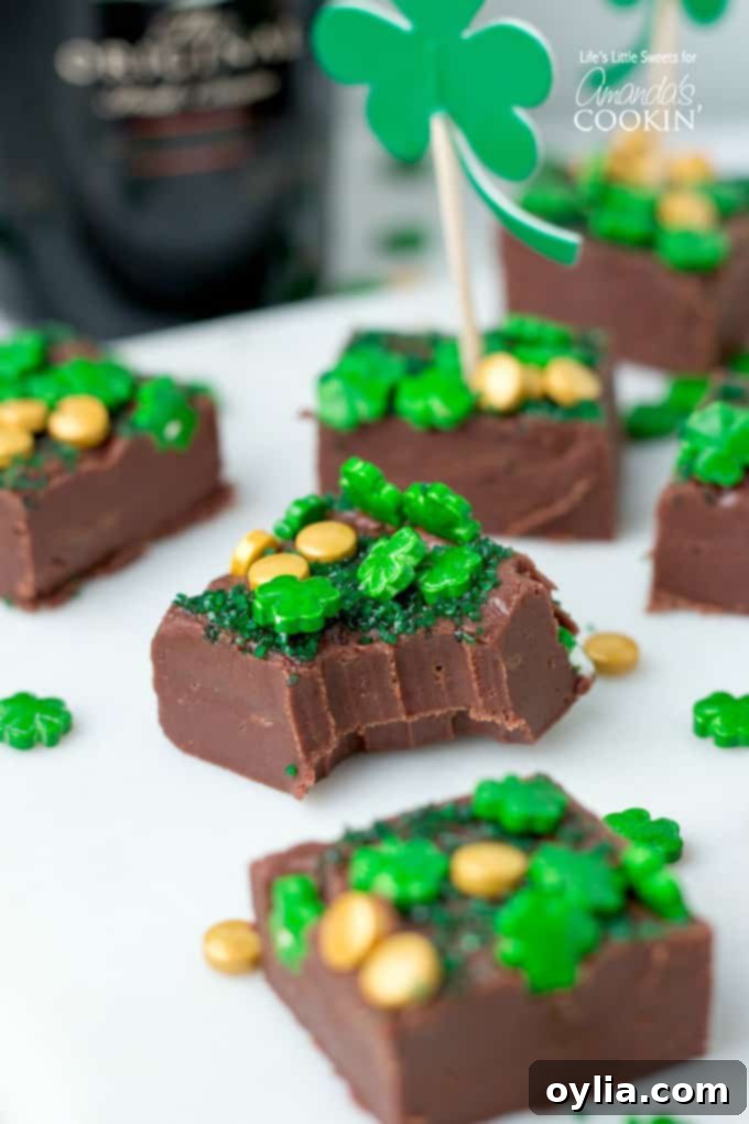 Baileys Irish Cream Chocolate Fudge with a bite taken out