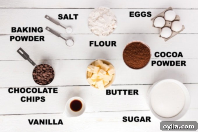 ingredients for heart brownies