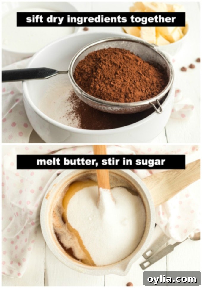 sifting cocoa
