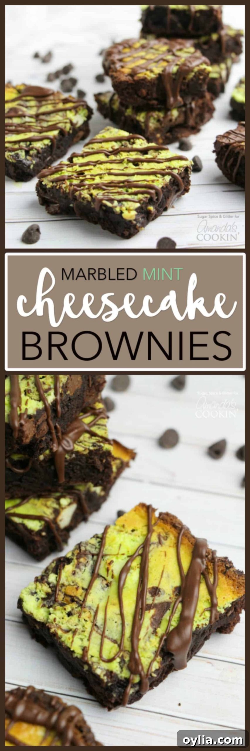 Marbled Mint Cheesecake Brownies in a tall, narrow photo for Pinterest.