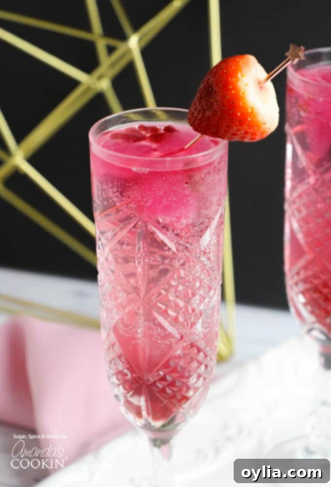 Cupid's Cocktail for Valentine's Day featuring strawberries and champagne
