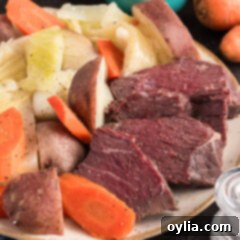 Close up photo of Corned Beef and Cabbage