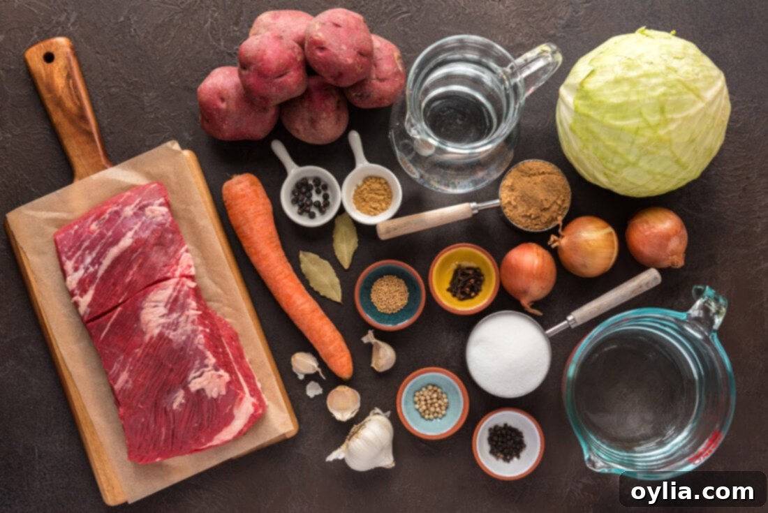 Ingredients for Corned Beef and Cabbage