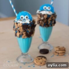 two cookie monster shakes