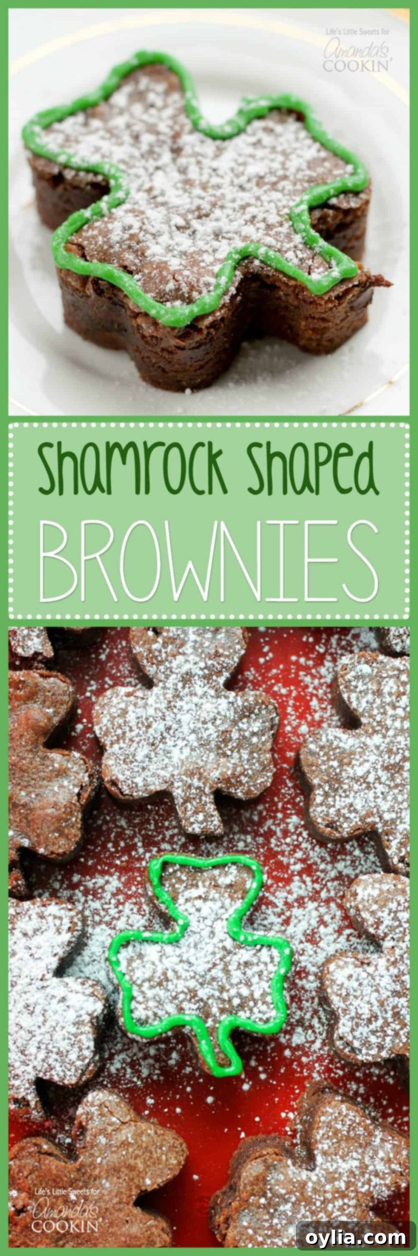 Lucky Shamrock Brownies 10 pinterest image with text