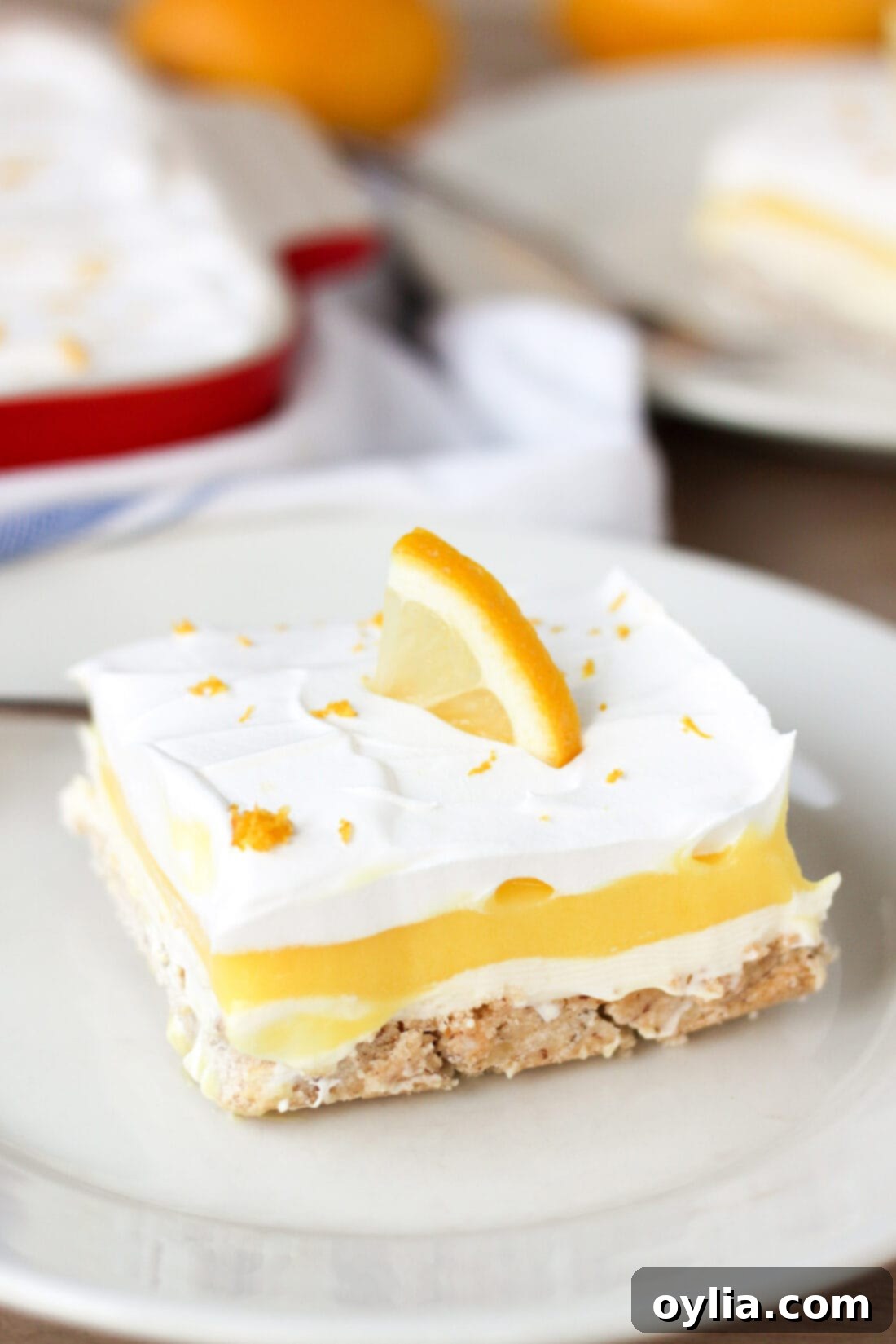 Piece of Lemon Lush on a plate