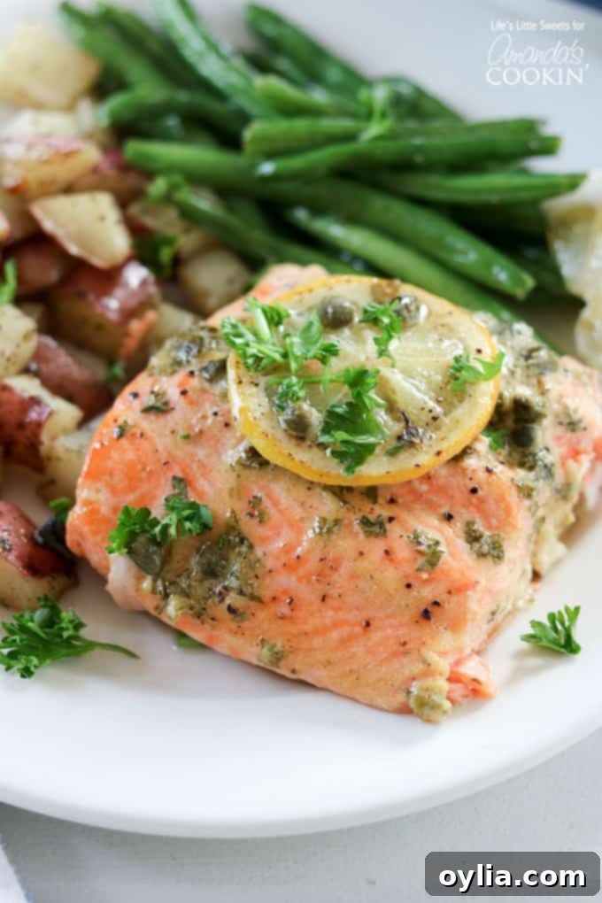 Delicious dijon lemon caper salmon