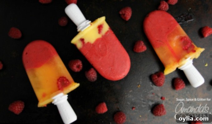 Mango raspberry popsicles