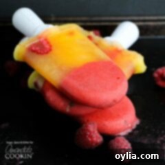 Refreshing Raspberry Mango Pops 6 stack of popsicles