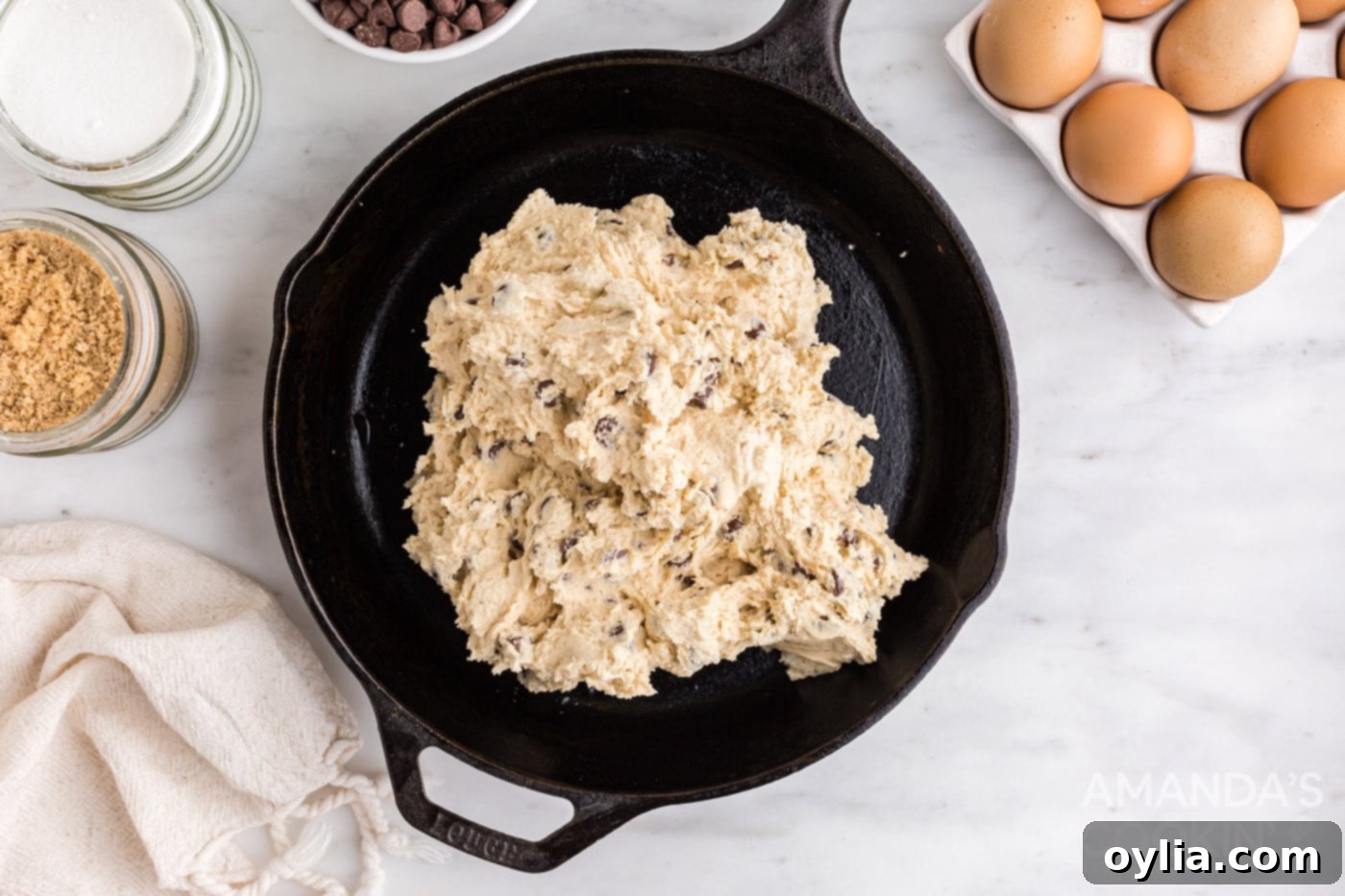 cookie dough in a skillet