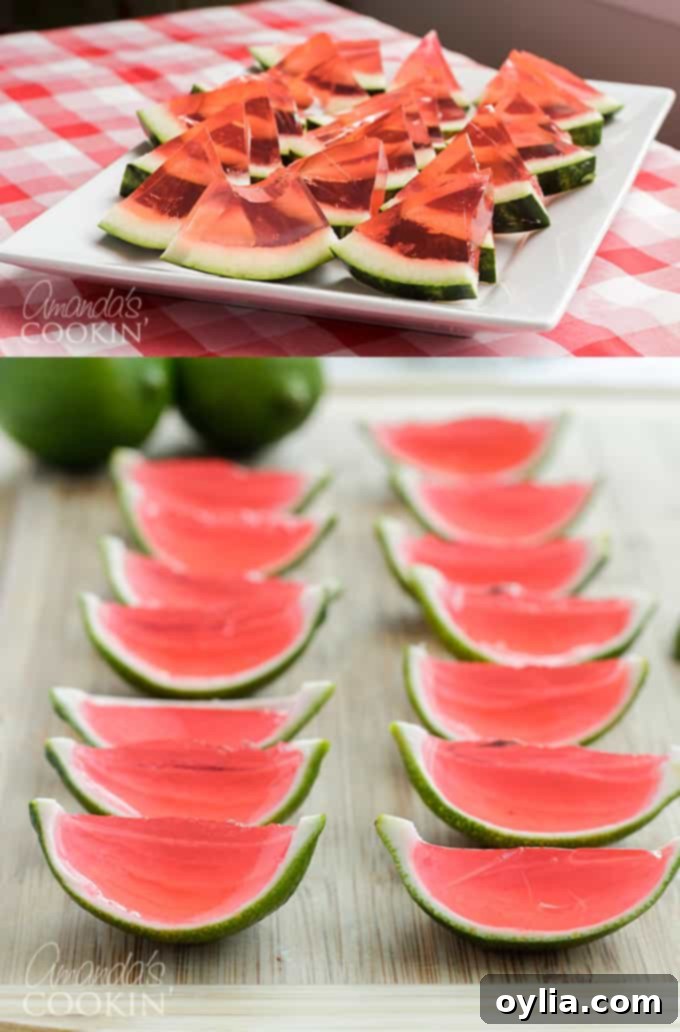 watermelon jello shots in lime rinds and watermelon rinds