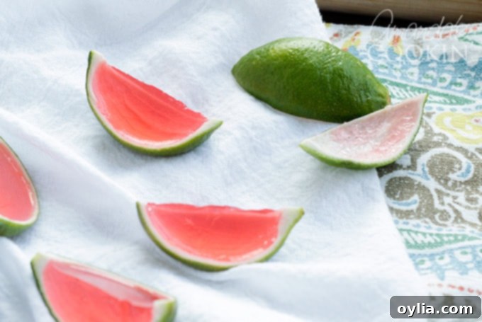 lime rinds filled with watermelon jello
