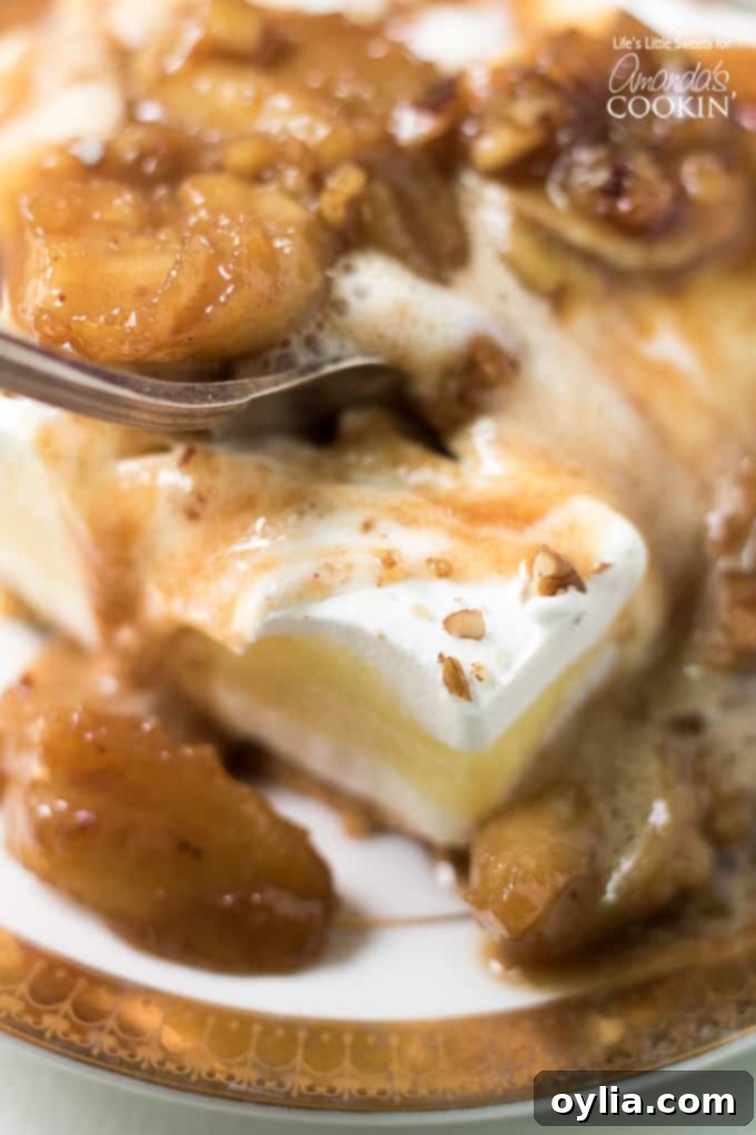  caramel sauce atop banana cream lush