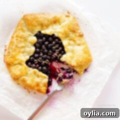 Rustic Lemon Blueberry Galette 6 A perfectly baked, rustic lemon blueberry galette on parchment paper, ready to be enjoyed.
