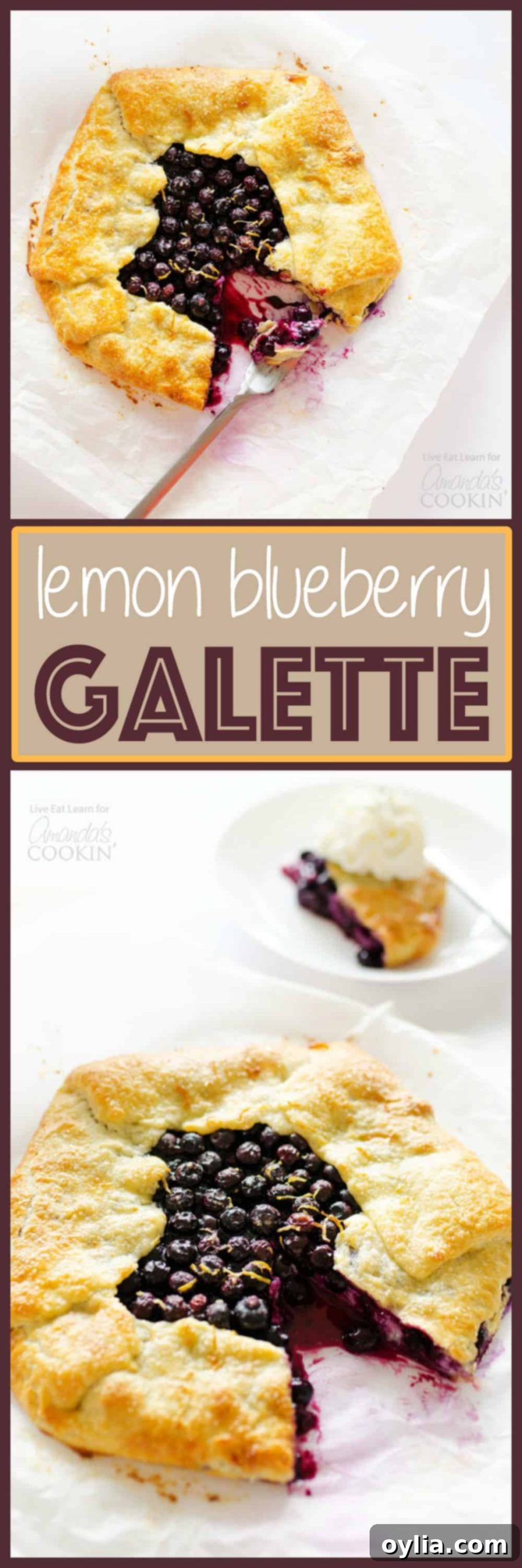 Rustic Lemon Blueberry Galette 7 Pinterest image with text: Easy Lemon Blueberry Galette - Rustic, Delicious, No-Fuss Dessert Recipe