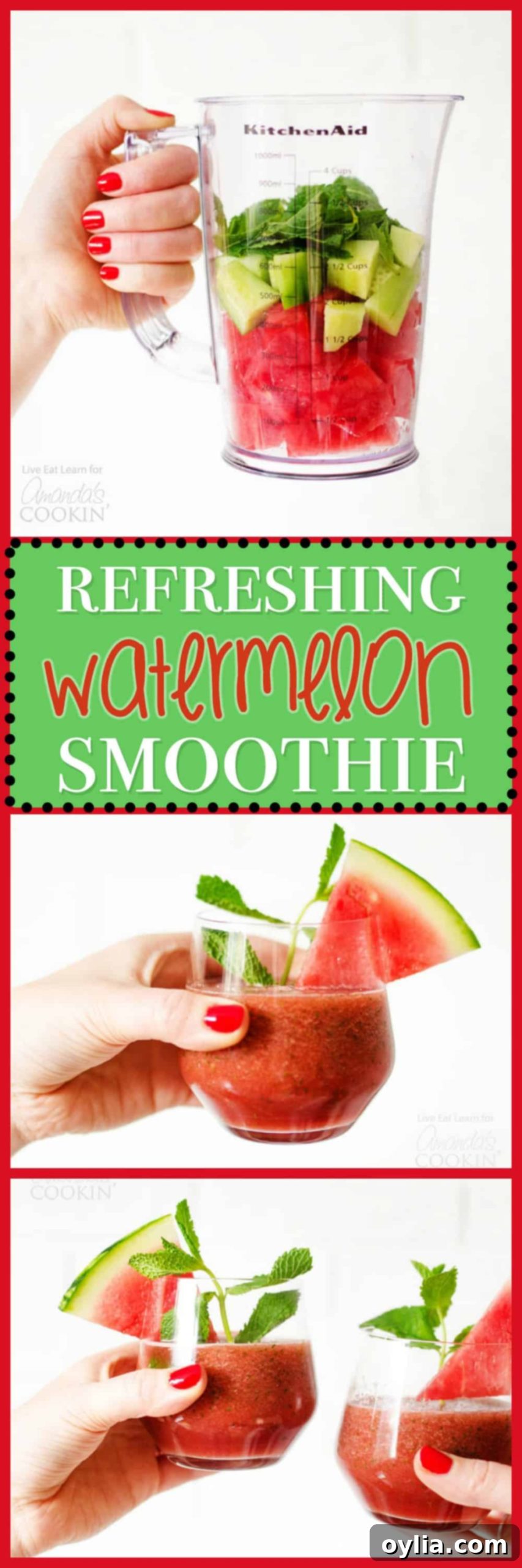 pinterest image with text - watermelon smoothies