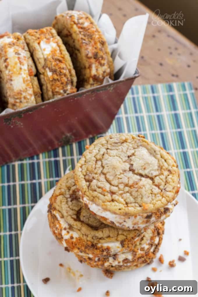 butterfinger ice cream sandwiches on a plate