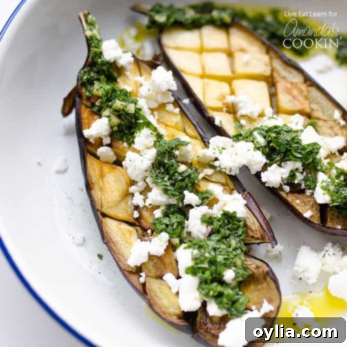 eggplant on a plate with feta cheese