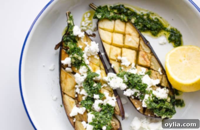 eggplant on a plate with feta cheese