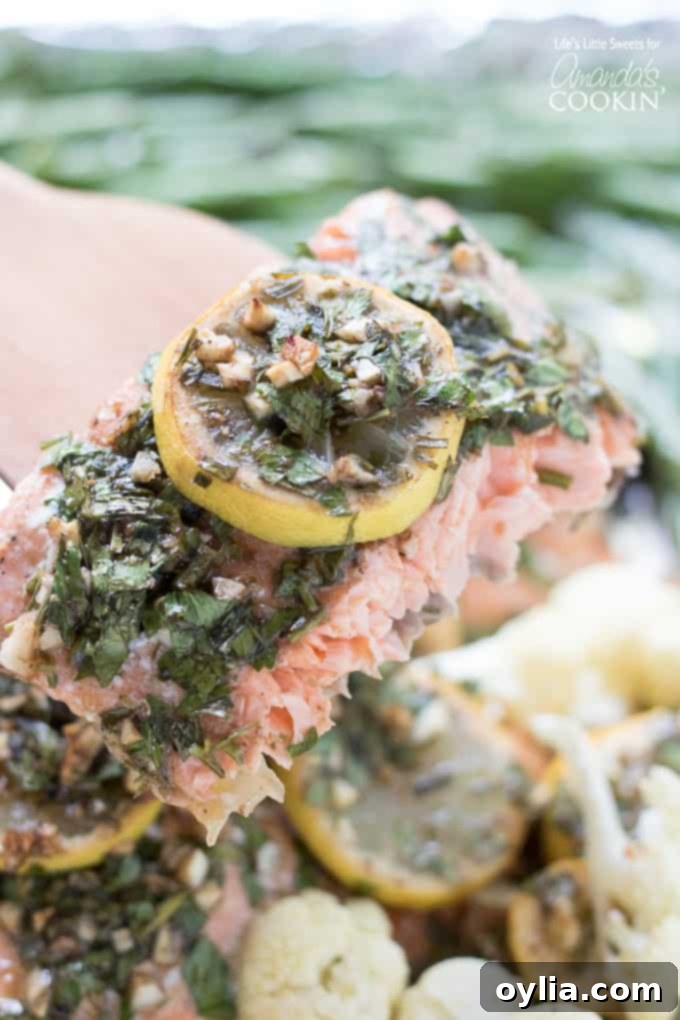 Delicious sheet pan salmon with lemon and tarragon, ready to serve