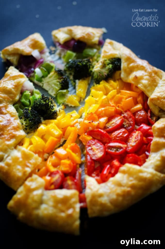 Vegetable Rainbow Tart, a deliciously colorful veggie dish!