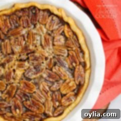 overhead photo of pecan pie