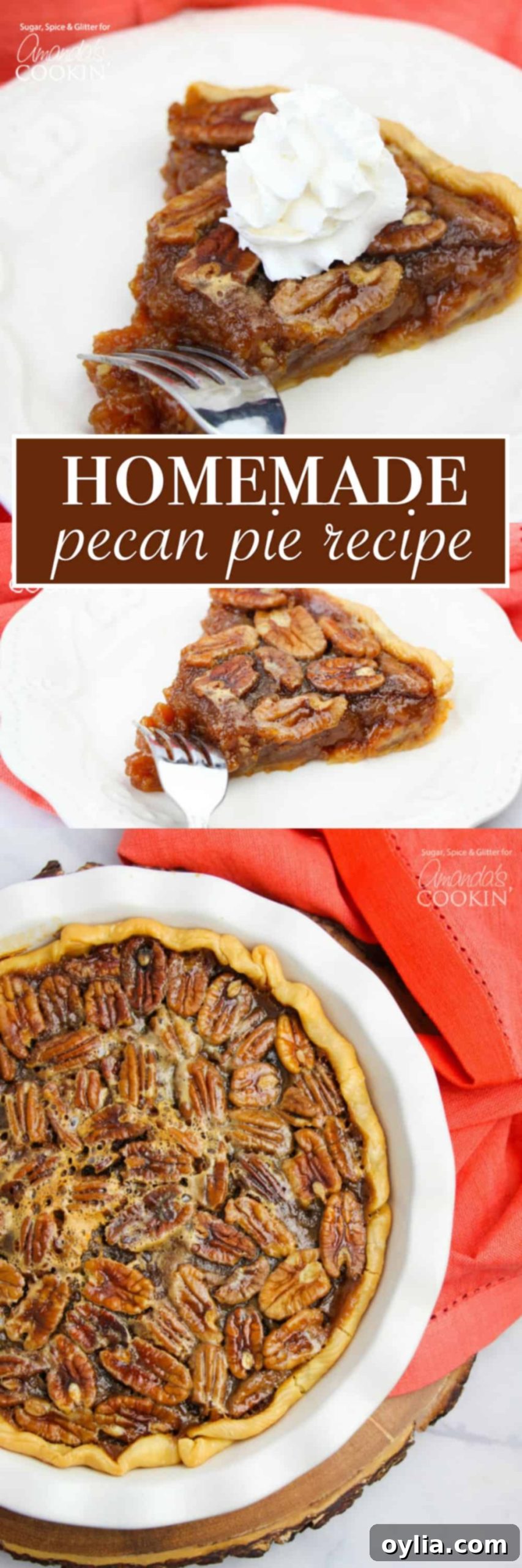pinterest image with text for pecan pie