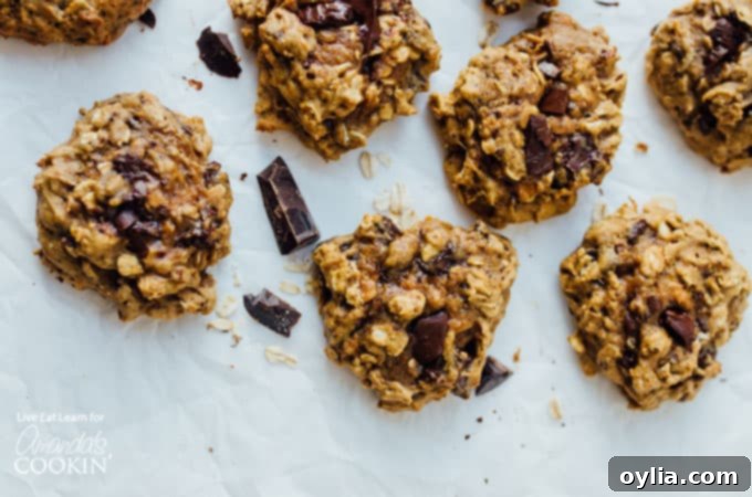 Sweet potato oat cookies on baking sheet