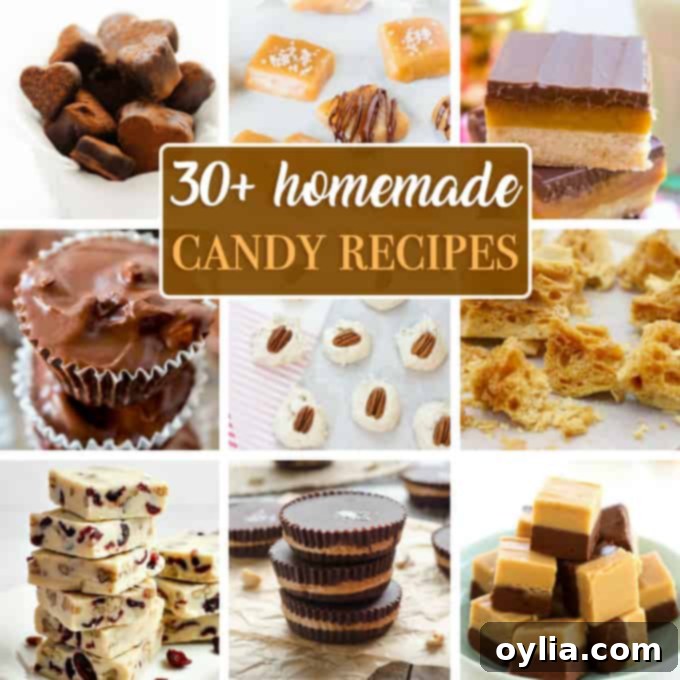 A vibrant collage showcasing a variety of homemade candy recipes, from rich chocolate fudges to colorful hard candies.