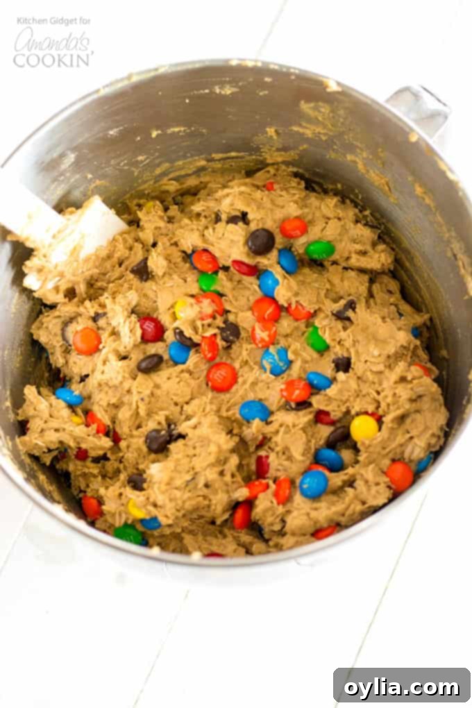 How to make Monster Cookies- ingredients in mixing bowl