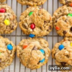 The Ultimate Monster Cookie 2 overhead photo of cookies on cooling rack