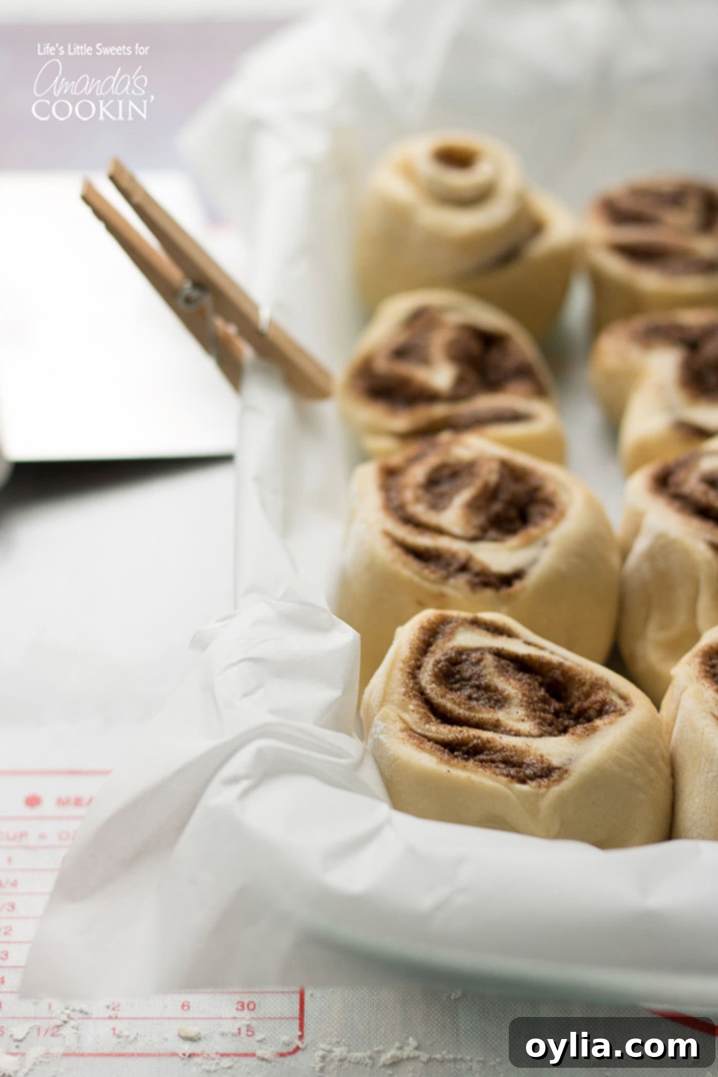 Unbaked Homemade Cinnamon Rolls in a 13x9 pan
