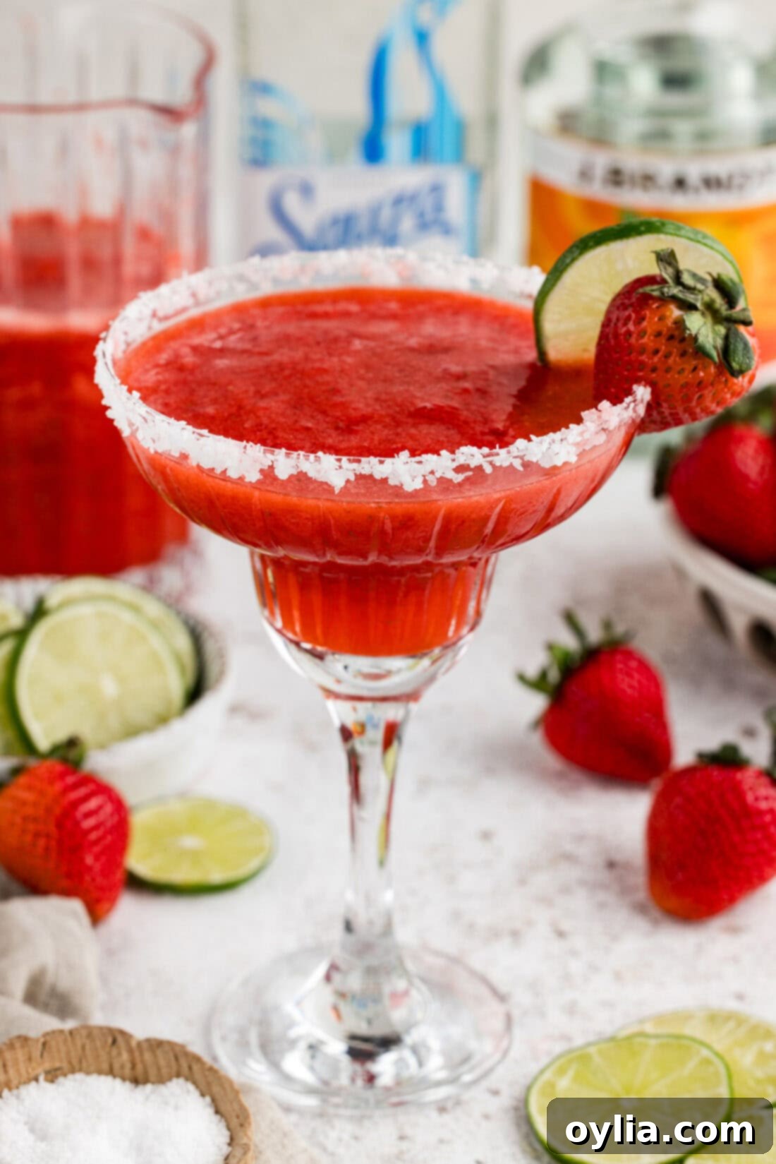 Close up photo of a Strawberry Margarita