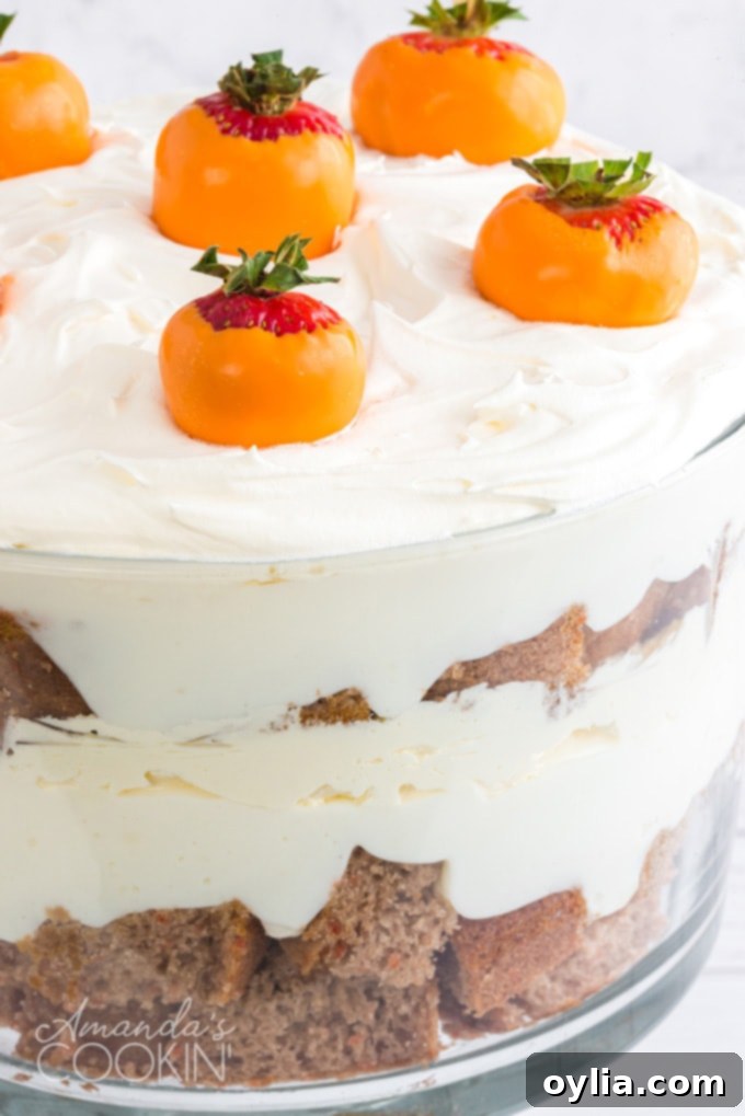 close up of carrot trifle layered dessert
