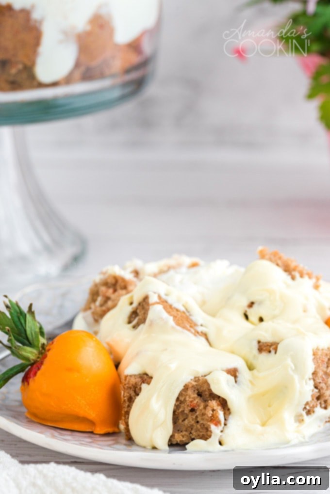 serving of carrot cake trifle on a plate
