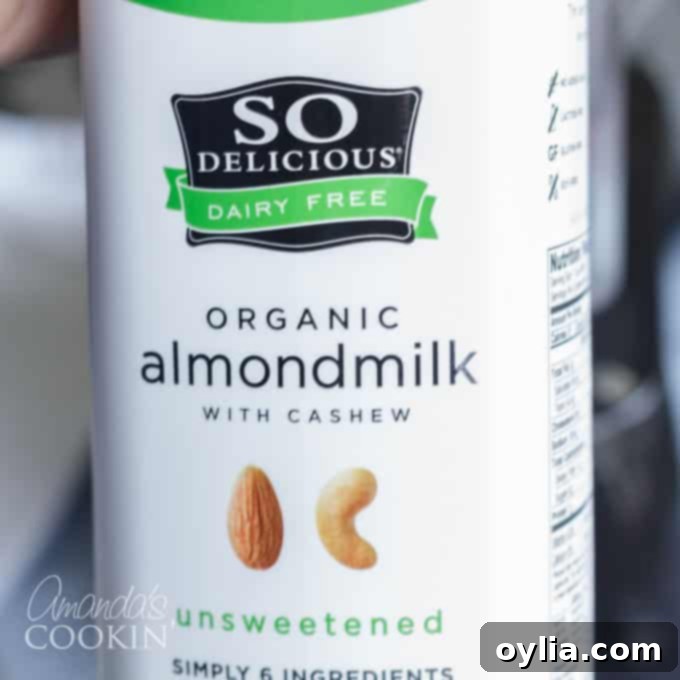 So Delicious Organic Almondmilk, a key ingredient for dairy-free smoothies.