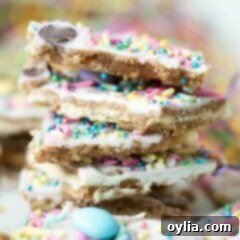 stack of easter candy bark