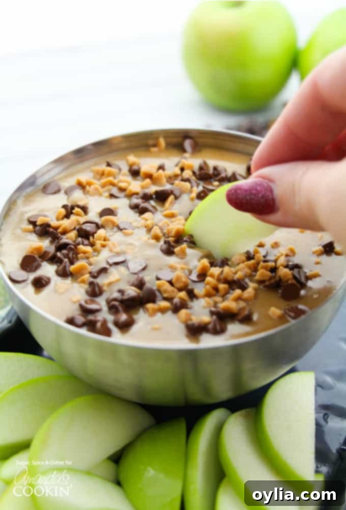 Caramel Apple Dip ready for dipping