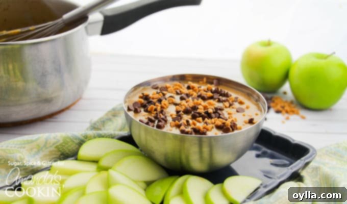 Close-up of creamy Caramel Apple Dip