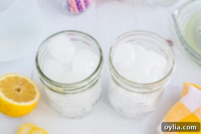 mason jar glasses filled with ice