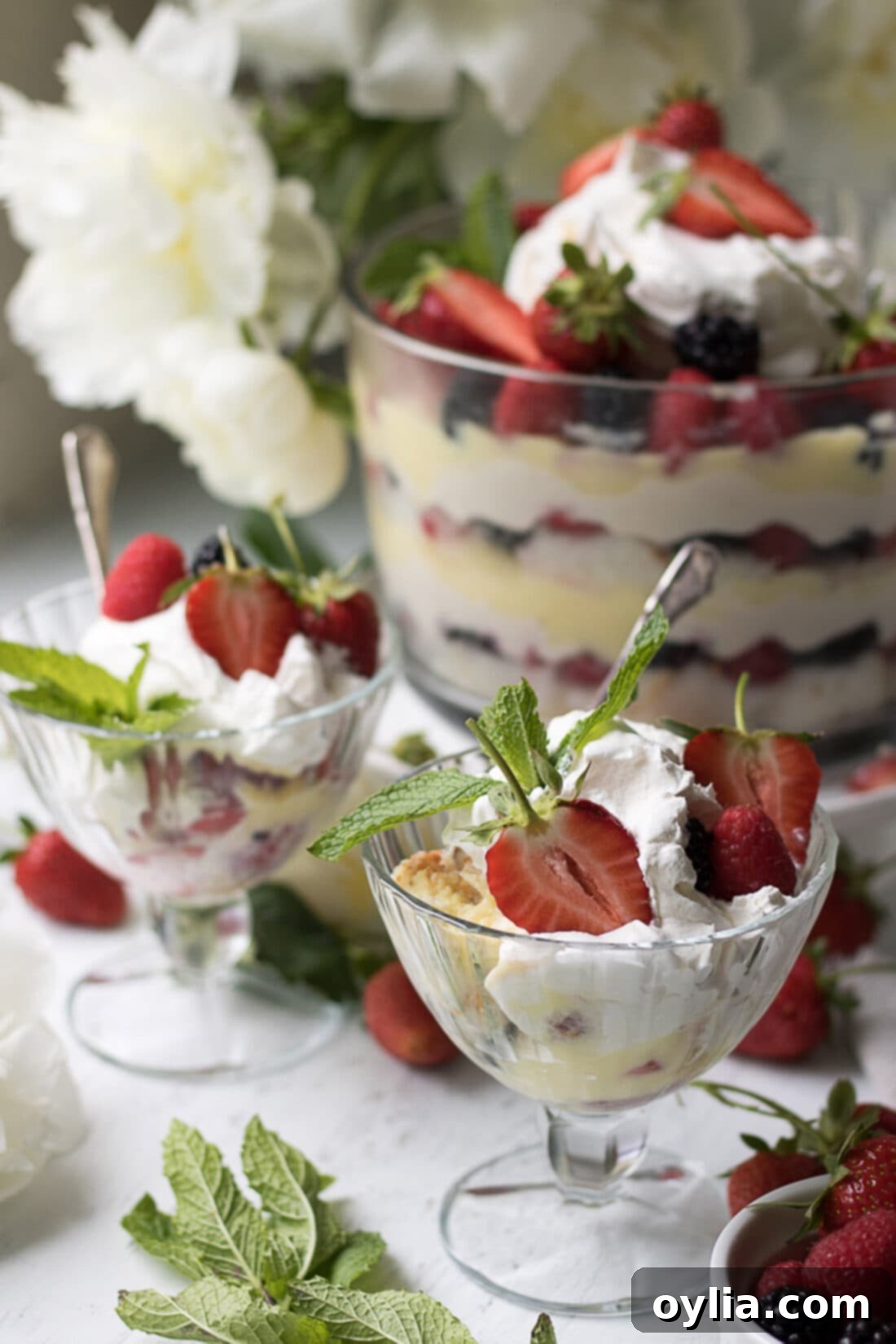 Mixed Berry Trifle served in sundae cups