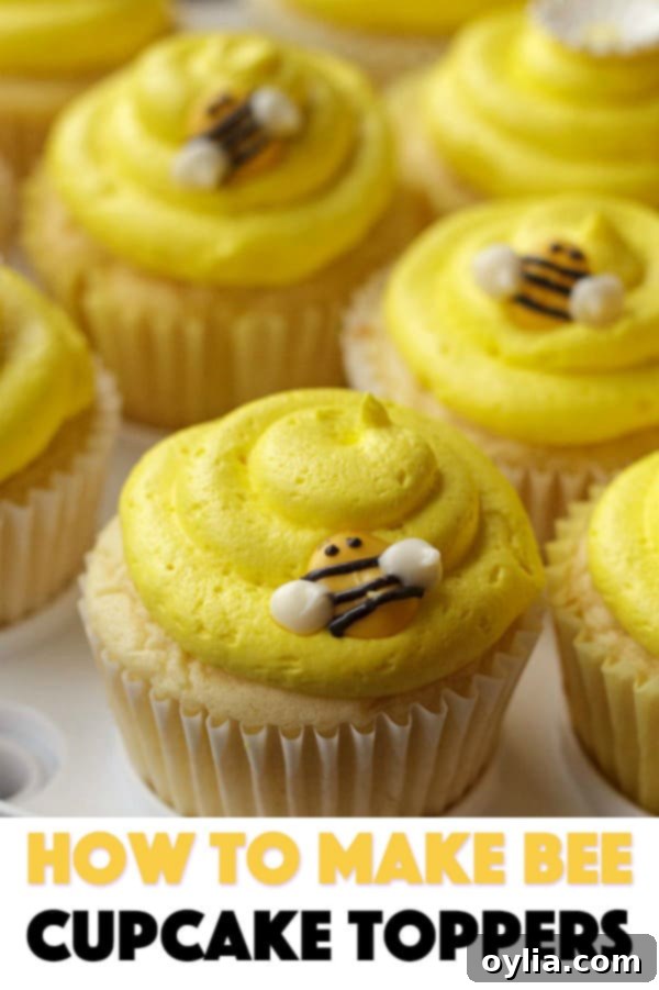 close up of bee cupcakes