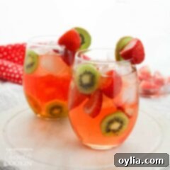 Two glasses of refreshing Strawberry Kiwi Sangria ready to be served